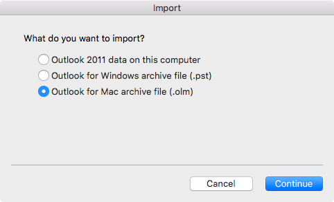 Outlook 2016 Mac Olm File